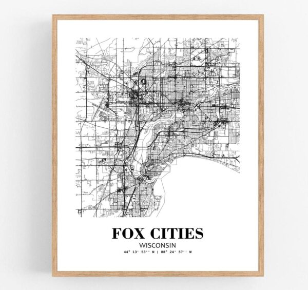 Eleville Unframed Fox Cities Wisconsin City View Abstract Modern Map Art Print Poster Wall Office Home Decor Line Art wgn760