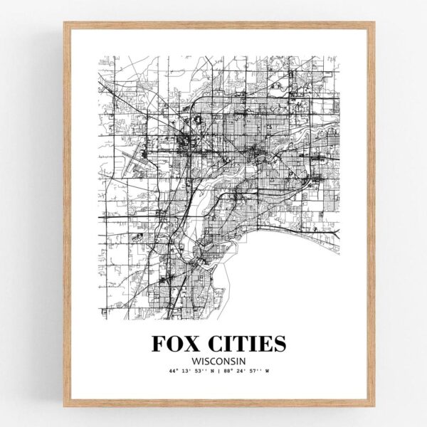 Eleville Unframed Fox Cities Wisconsin City View Abstract Modern Map Art Print Poster Wall Office Home Decor Line Art wgn760