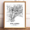 Eleville Unframed Fox Cities Wisconsin City View Abstract Modern Map Art Print Poster Wall Office Home Decor Line Art wgn760 - Image 2