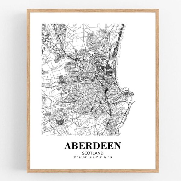 Eleville Unframed Aberdeen Scotland City View Abstract Modern Map Art Print Poster Wall Office Home Decor Line Art wgn761