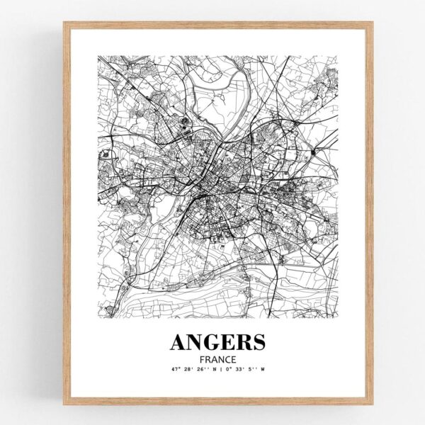 Eleville Unframed Angers France City View Abstract Modern Map Art Print Poster Wall Office Home Decor Line Art wgn763