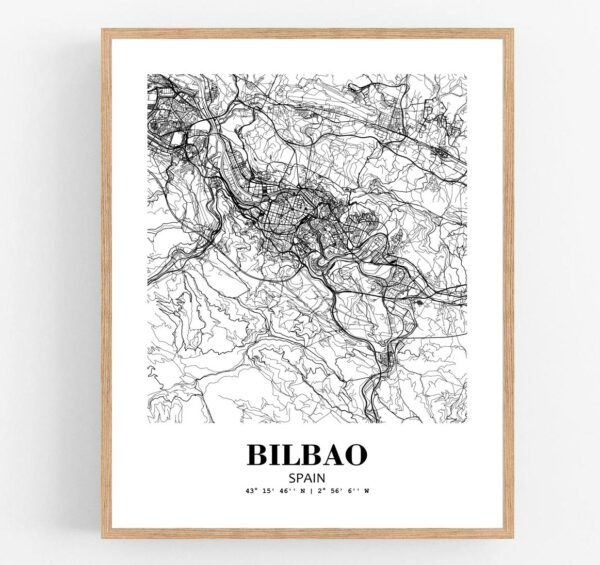 Eleville Unframed Bilbao Spain City View Abstract Modern Map Art Print Poster Wall Office Home Decor Line Art wgn765