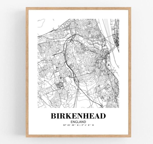 Eleville Unframed Birkenhead England City View Abstract Modern Map Art Print Poster Wall Office Home Decor Line Art wgn766