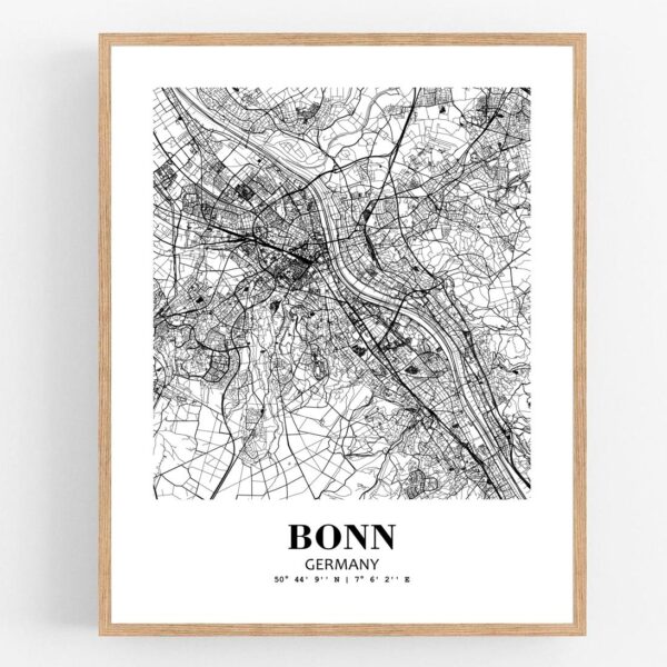 Eleville Unframed Bonn Germany City View Abstract Modern Map Art Print Poster Wall Office Home Decor Line Art wgn767