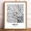 Eleville Unframed Brent England City View Abstract Modern Map Art Print Poster Wall Office Home Decor Line Art wgn769 - Image 2