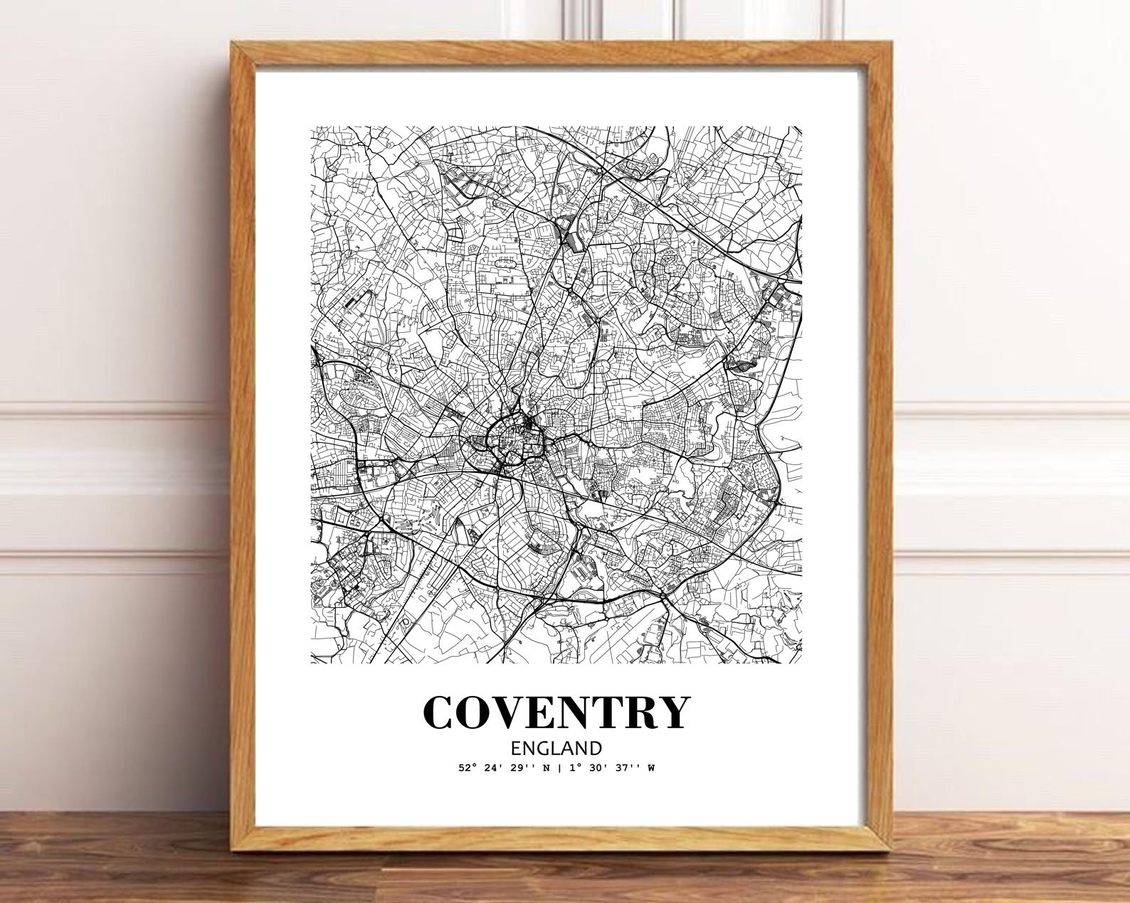 Eleville Unframed Coventry England City View Abstract Modern Map Art Print Poster Wall Office Home Decor Line Art wgn774 - Image 2