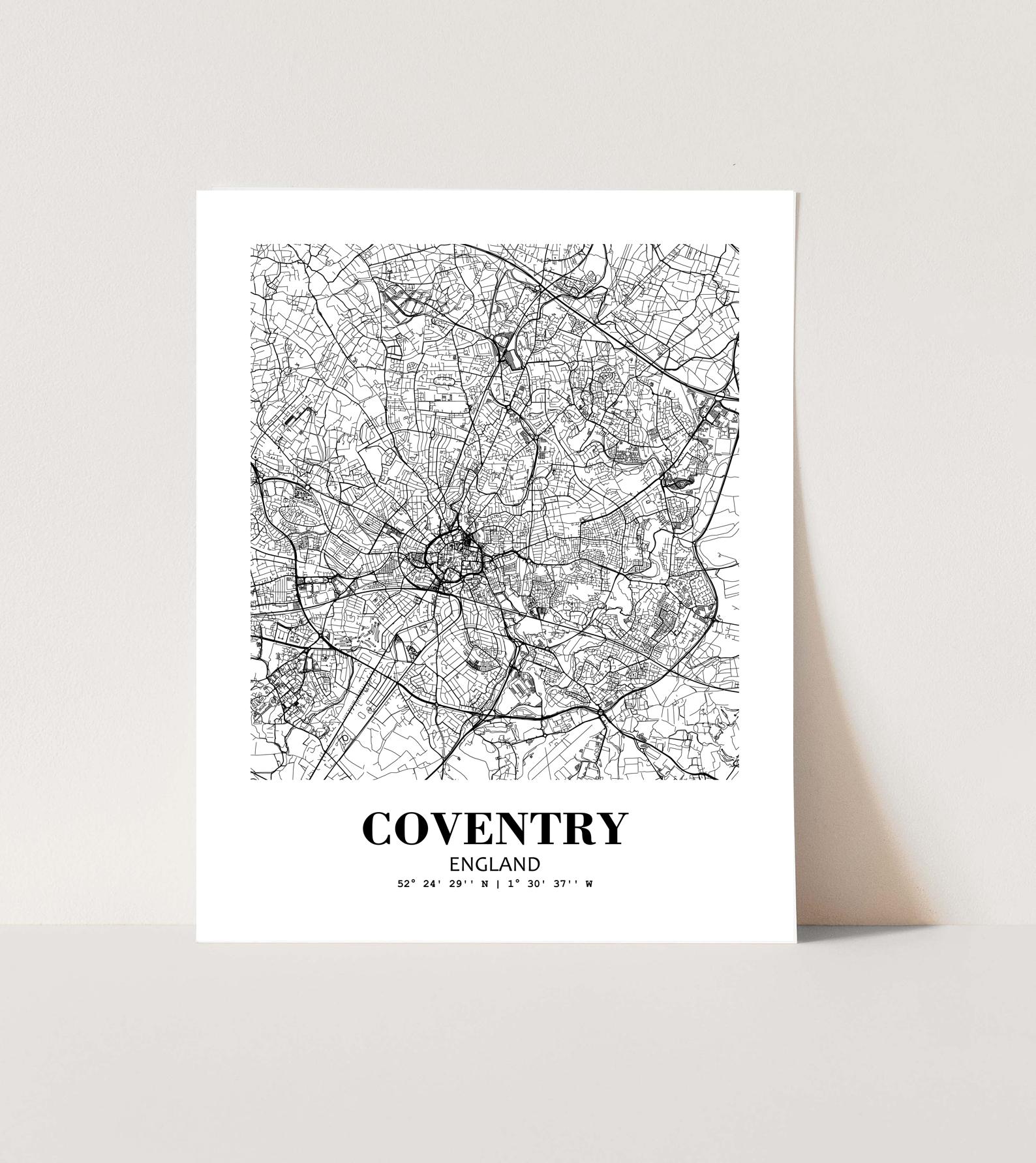 Eleville Unframed Coventry England City View Abstract Modern Map Art Print Poster Wall Office Home Decor Line Art wgn774 - Image 3
