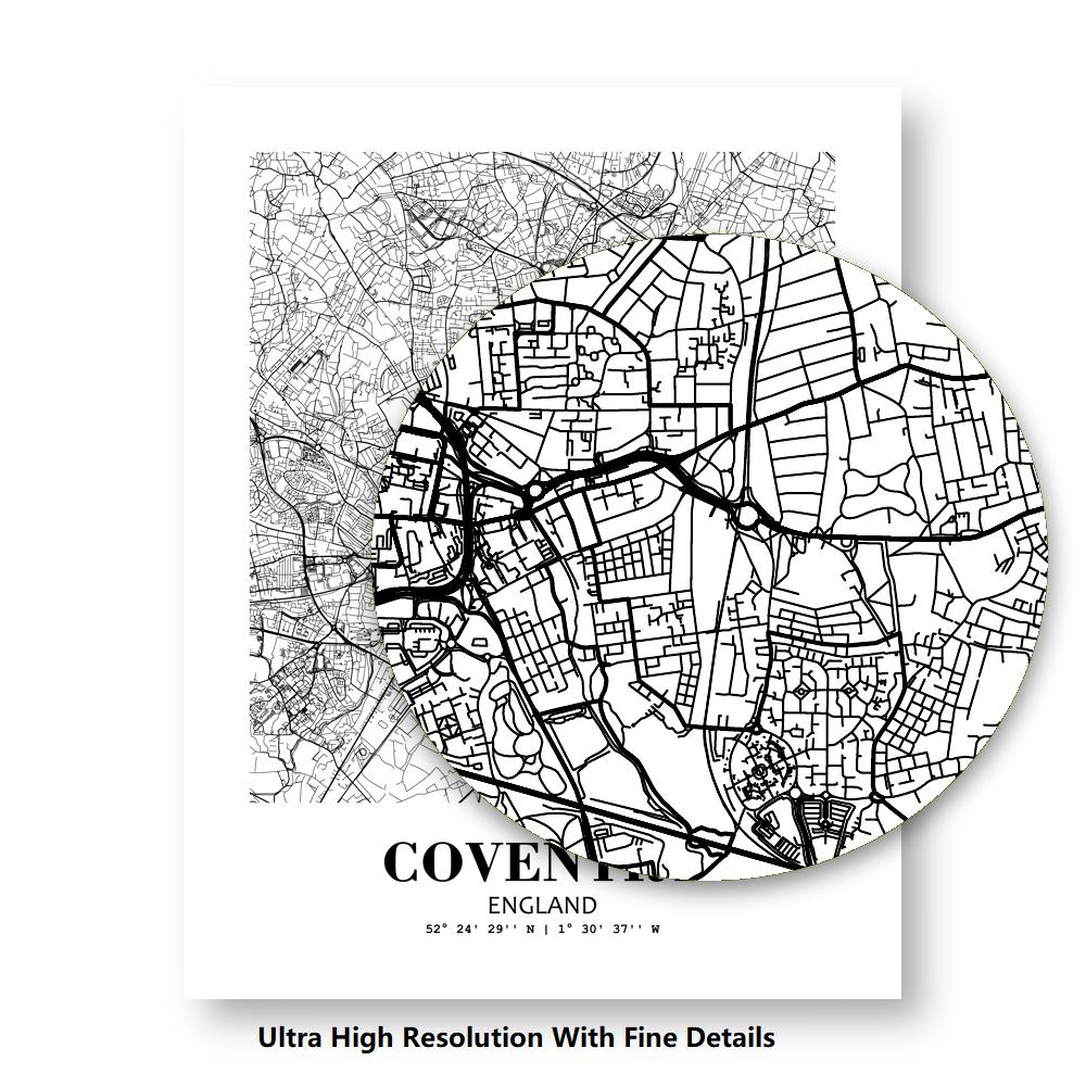 Eleville Unframed Coventry England City View Abstract Modern Map Art Print Poster Wall Office Home Decor Line Art wgn774 - Image 8