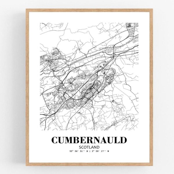 Eleville Unframed Cumbernauld Scotland City View Abstract Modern Map Art Print Poster Wall Office Home Decor Line Art wgn775