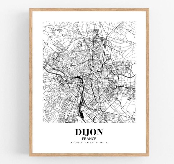 Eleville Unframed Dijon France City View Abstract Modern Map Art Print Poster Wall Office Home Decor Line Art wgn776