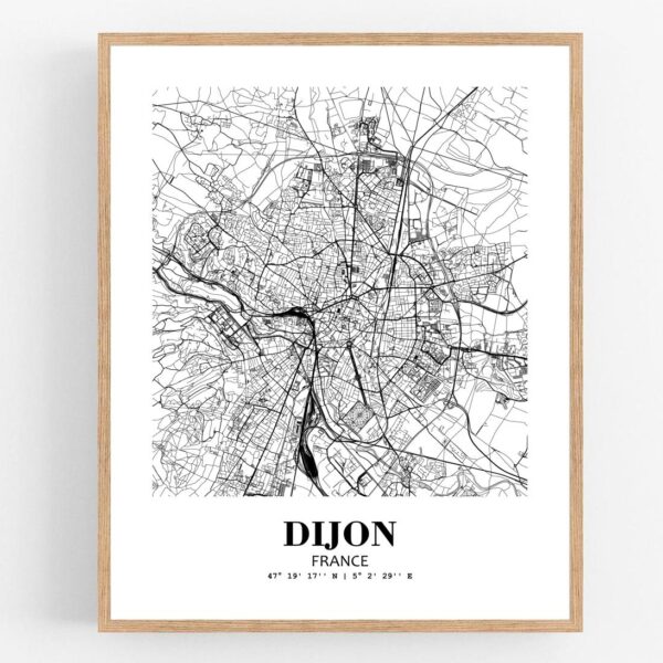 Eleville Unframed Dijon France City View Abstract Modern Map Art Print Poster Wall Office Home Decor Line Art wgn776