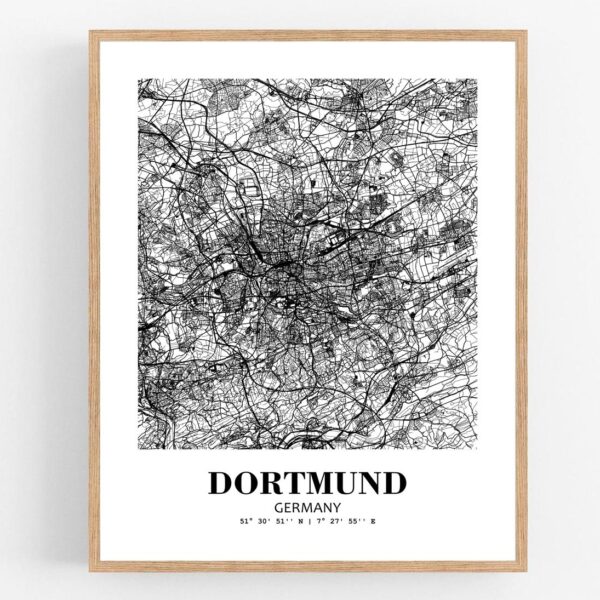 Eleville Unframed Dortmund Germany City View Abstract Modern Map Art Print Poster Wall Office Home Decor Line Art wgn777