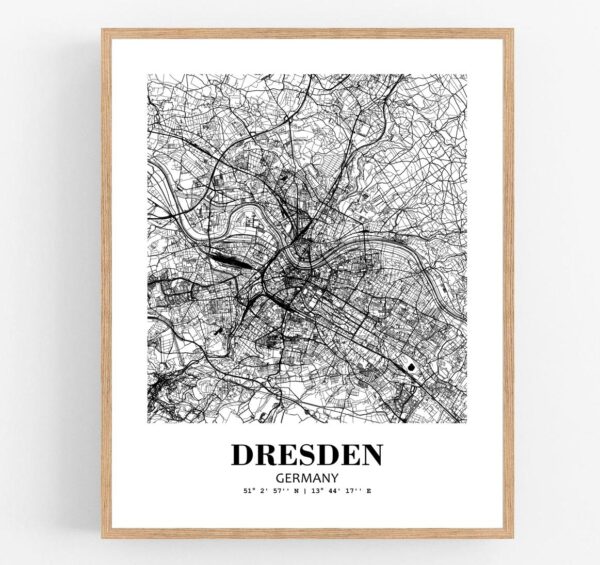 Eleville Unframed Dresden Germany City View Abstract Modern Map Art Print Poster Wall Office Home Decor Line Art wgn778