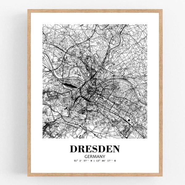 Eleville Unframed Dresden Germany City View Abstract Modern Map Art Print Poster Wall Office Home Decor Line Art wgn778