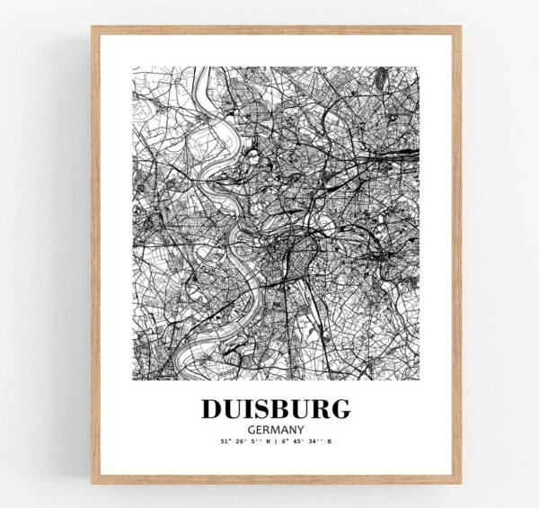 Eleville Unframed Duisburg Germany City View Abstract Modern Map Art Print Poster Wall Office Home Decor Line Art wgn779