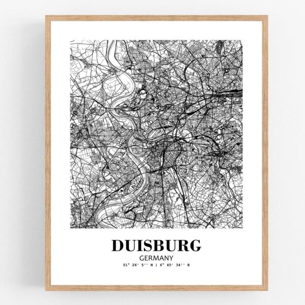 Eleville Unframed Duisburg Germany City View Abstract Modern Map Art Print Poster Wall Office Home Decor Line Art wgn779