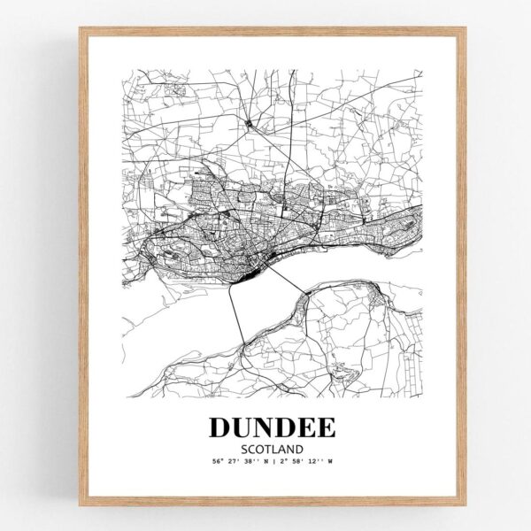Eleville Unframed Dundee Scotland City View Abstract Modern Map Art Print Poster Wall Office Home Decor Line Art wgn780