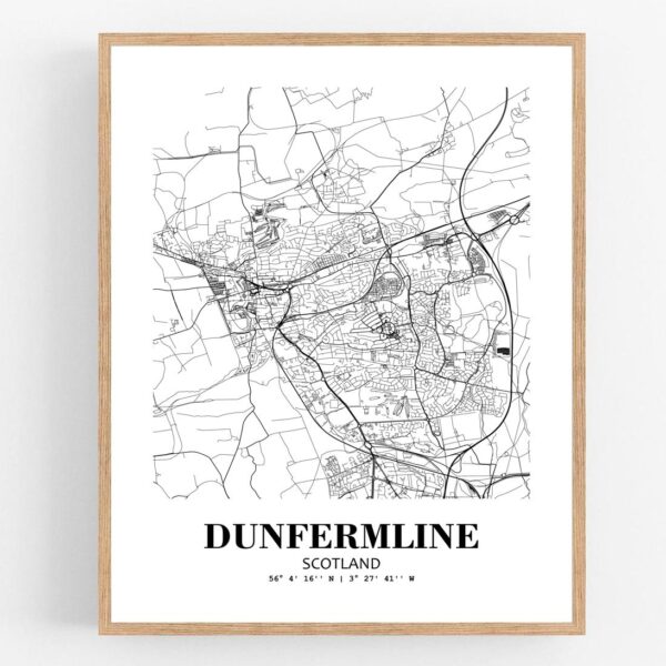 Eleville Unframed Dunfermline Scotland City View Abstract Modern Map Art Print Poster Wall Office Home Decor Line Art wgn781