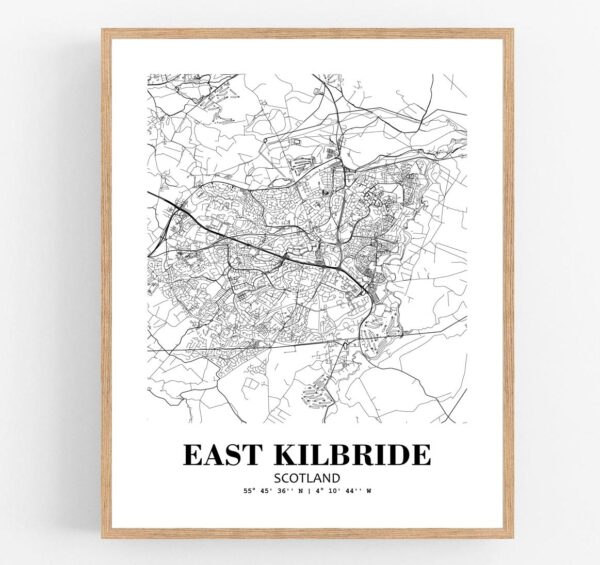 Eleville Unframed East Kilbride Scotland City View Abstract Modern Map Art Print Poster Wall Office Home Decor Line Art wgn783