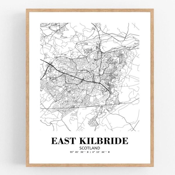 Eleville Unframed East Kilbride Scotland City View Abstract Modern Map Art Print Poster Wall Office Home Decor Line Art wgn783
