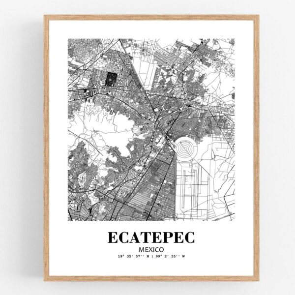 Eleville Unframed Ecatepec Mexico City View Abstract Modern Map Art Print Poster Wall Office Home Decor Line Art wgn784