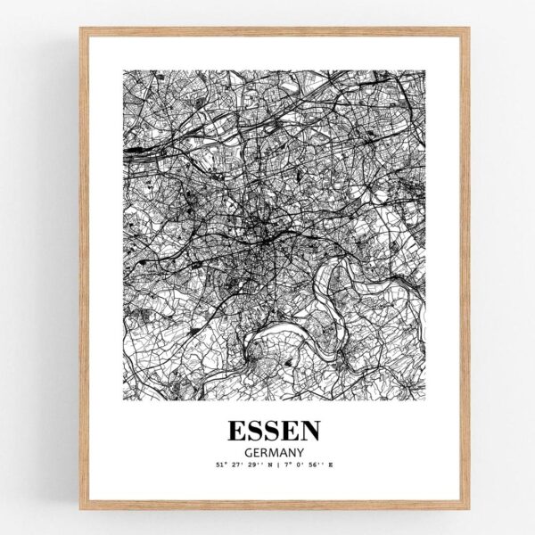 Eleville Unframed Essen Germany City View Abstract Modern Map Art Print Poster Wall Office Home Decor Line Art wgn785