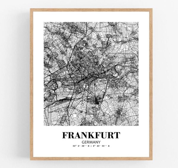 Eleville Unframed Frankfurt Germany City View Abstract Modern Map Art Print Poster Wall Office Home Decor Line Art wgn786