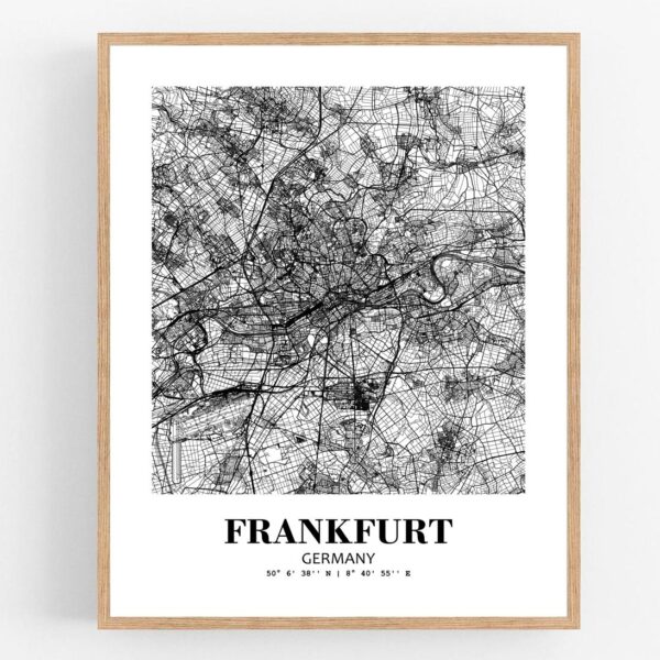Eleville Unframed Frankfurt Germany City View Abstract Modern Map Art Print Poster Wall Office Home Decor Line Art wgn786