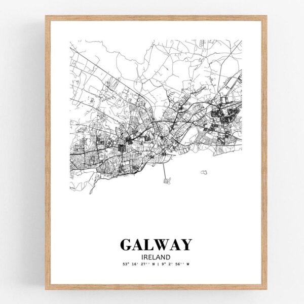 Eleville Unframed Galway Ireland City View Abstract Modern Map Art Print Poster Wall Office Home Decor Line Art wgn787