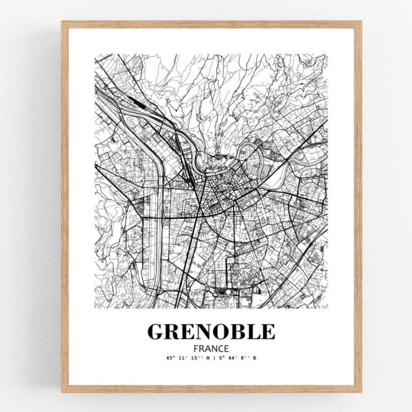 Eleville Unframed Grenoble France City View Abstract Modern Map Art Print Poster Wall Office Home Decor Line Art wgn789
