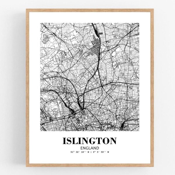 Eleville Unframed Islington England City View Abstract Modern Map Art Print Poster Wall Office Home Decor Line Art wgn791