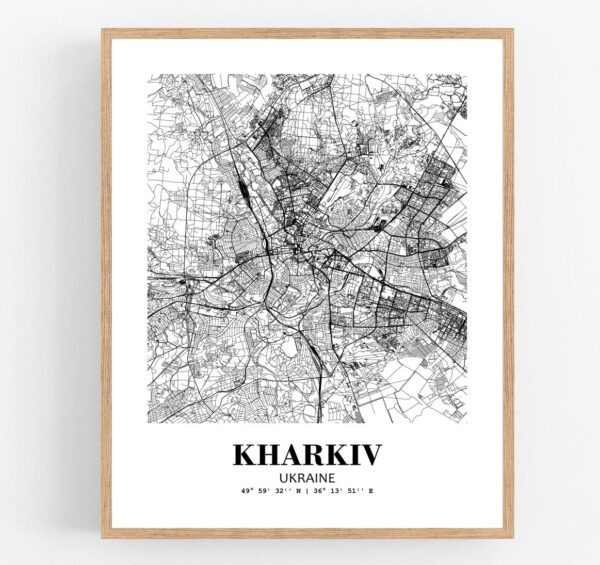 Eleville Unframed Kharkiv Ukraine City View Abstract Modern Map Art Print Poster Wall Office Home Decor Line Art wgn792