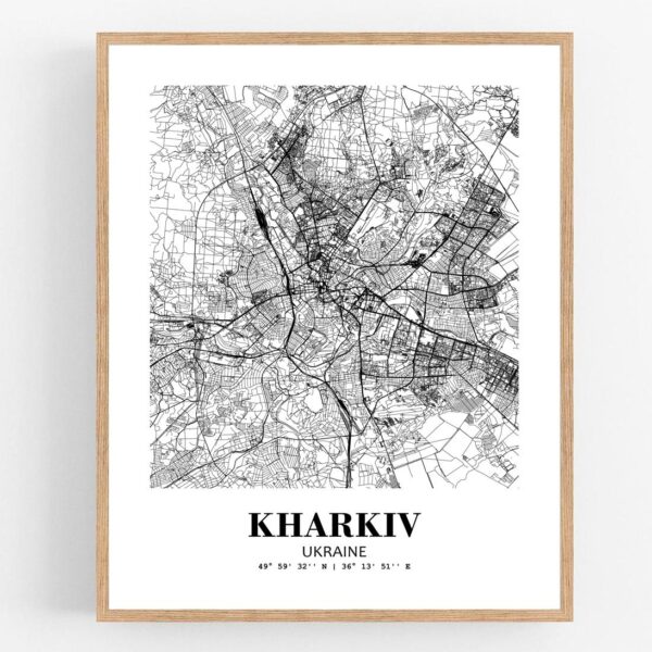 Eleville Unframed Kharkiv Ukraine City View Abstract Modern Map Art Print Poster Wall Office Home Decor Line Art wgn792