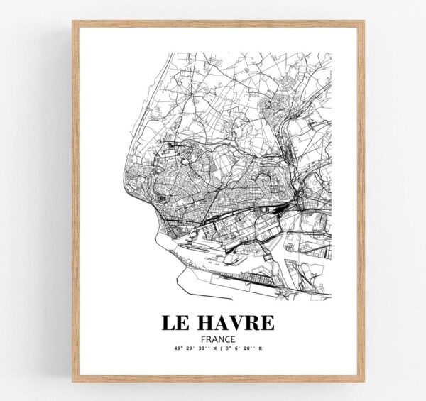 Eleville Unframed Le Havre France City View Abstract Modern Map Art Print Poster Wall Office Home Decor Line Art wgn794