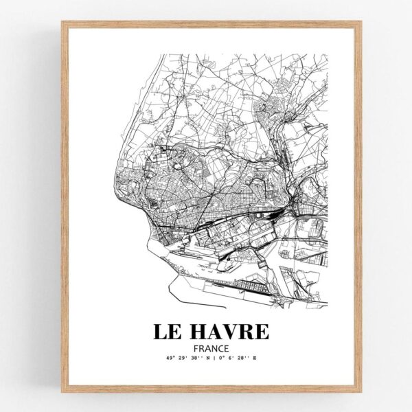 Eleville Unframed Le Havre France City View Abstract Modern Map Art Print Poster Wall Office Home Decor Line Art wgn794