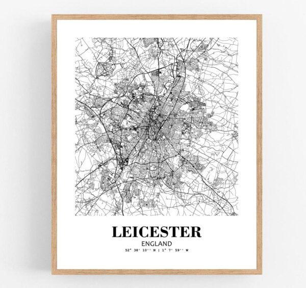 Eleville Unframed Leicester England City View Abstract Modern Map Art Print Poster Wall Office Home Decor Line Art wgn795