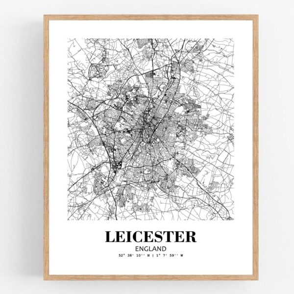Eleville Unframed Leicester England City View Abstract Modern Map Art Print Poster Wall Office Home Decor Line Art wgn795