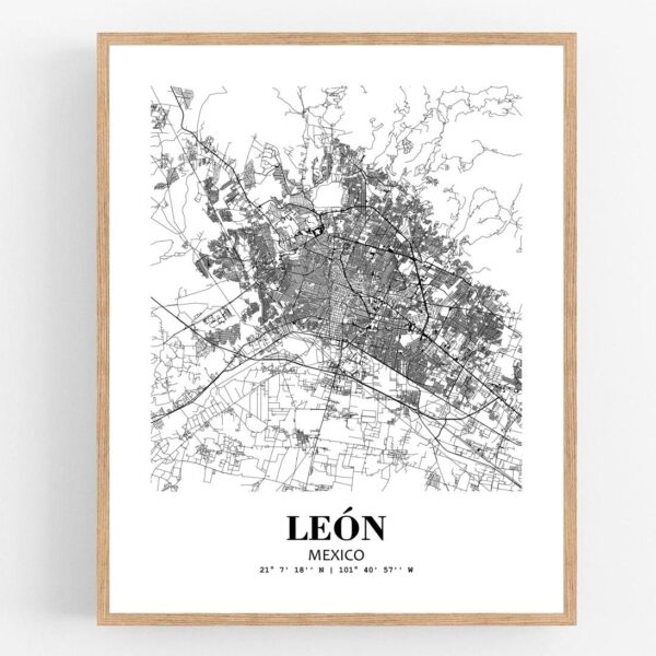 Eleville Unframed Le?n Mexico City View Abstract Modern Map Art Print Poster Wall Office Home Decor Line Art wgn796