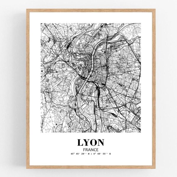 Eleville Unframed Lyon France City View Abstract Modern Map Art Print Poster Wall Office Home Decor Line Art wgn799