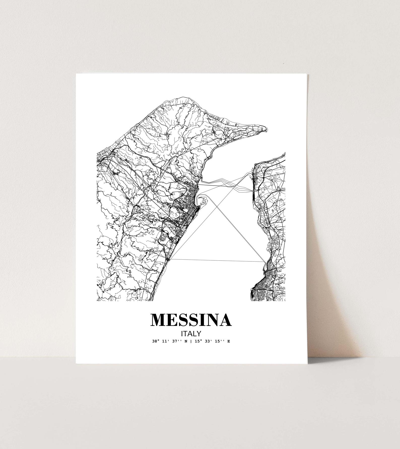 Eleville Unframed Messina Italy City View Abstract Modern Map Art Print Poster Wall Office Home Decor Line Art wgn801 - Image 3