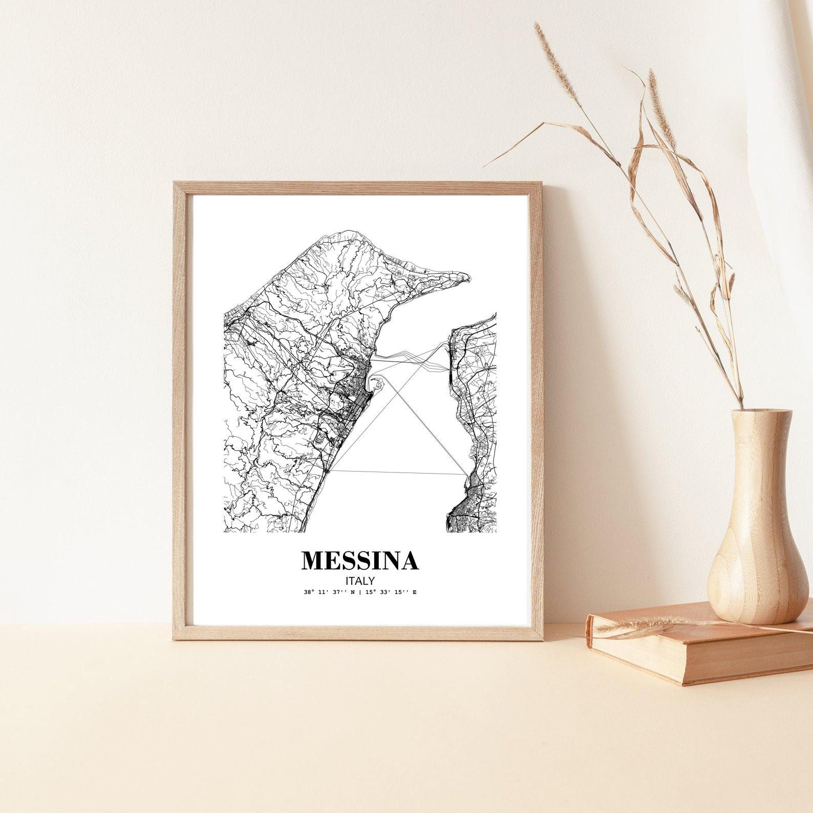 Eleville Unframed Messina Italy City View Abstract Modern Map Art Print Poster Wall Office Home Decor Line Art wgn801 - Image 5