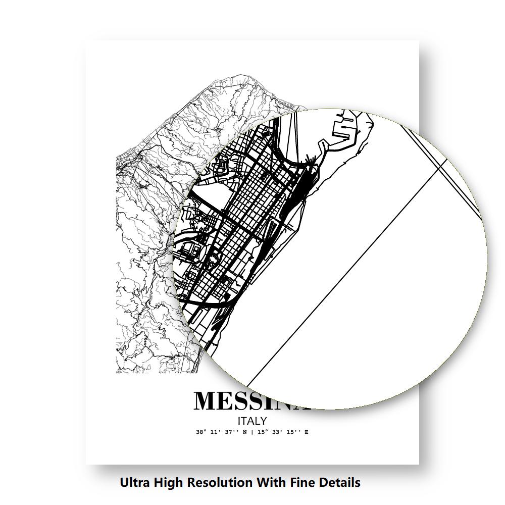 Eleville Unframed Messina Italy City View Abstract Modern Map Art Print Poster Wall Office Home Decor Line Art wgn801 - Image 8