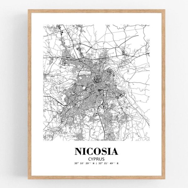 Eleville Unframed Nicosia Cyprus City View Abstract Modern Map Art Print Poster Wall Office Home Decor Line Art wgn805