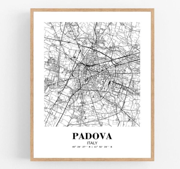 Eleville Unframed Padova Italy City View Abstract Modern Map Art Print Poster Wall Office Home Decor Line Art wgn809