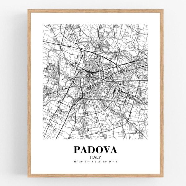 Eleville Unframed Padova Italy City View Abstract Modern Map Art Print Poster Wall Office Home Decor Line Art wgn809