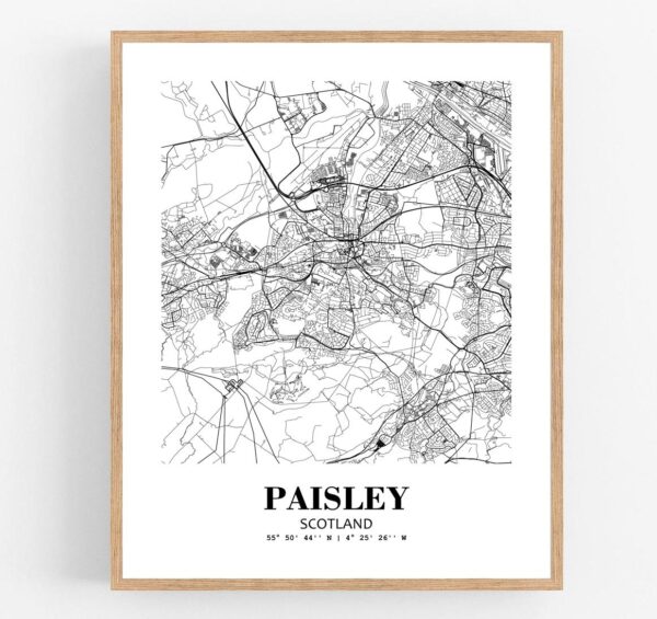 Eleville Unframed Paisley Scotland City View Abstract Modern Map Art Print Poster Wall Office Home Decor Line Art wgn810
