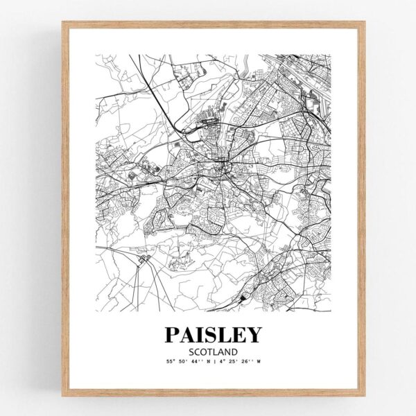 Eleville Unframed Paisley Scotland City View Abstract Modern Map Art Print Poster Wall Office Home Decor Line Art wgn810