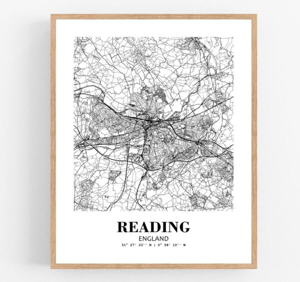 Eleville Unframed Reading England City View Abstract Modern Map Art Print Poster Wall Office Home Decor Line Art wgn814