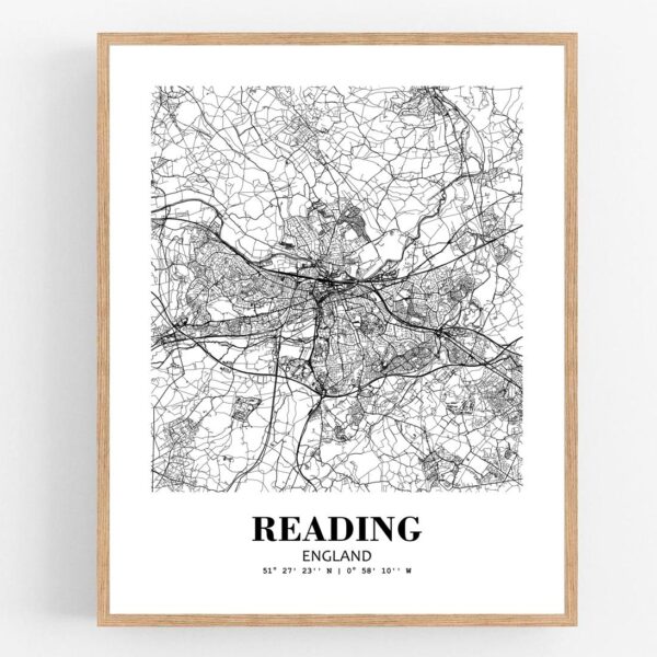 Eleville Unframed Reading England City View Abstract Modern Map Art Print Poster Wall Office Home Decor Line Art wgn814