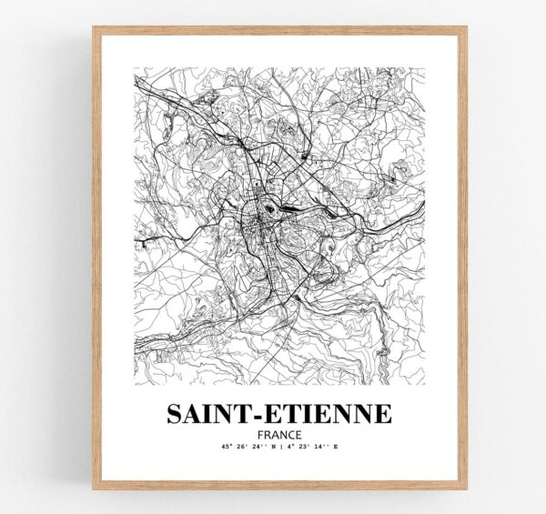 Eleville Unframed Saint-Etienne France City View Abstract Modern Map Art Print Poster Wall Office Home Decor Line Art wgn817